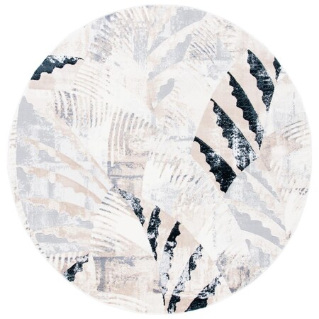 Safavieh 6 ft. 7 in. x 6 ft. 7 in. Lagoon Power Loomed Round Area Rug; Ivory & Grey LGN180A-7R
